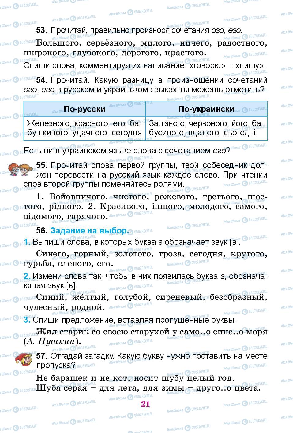 Підручники Російська мова 3 клас сторінка 21