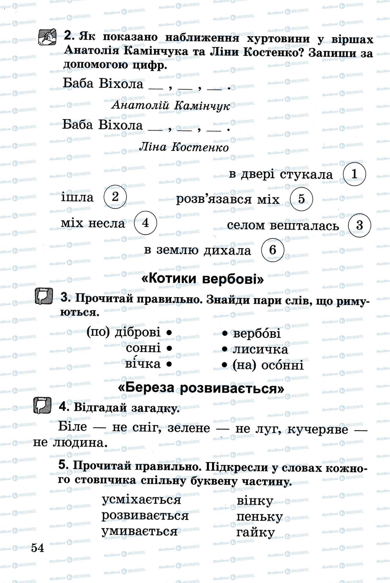 Підручники Українська література 2 клас сторінка 54