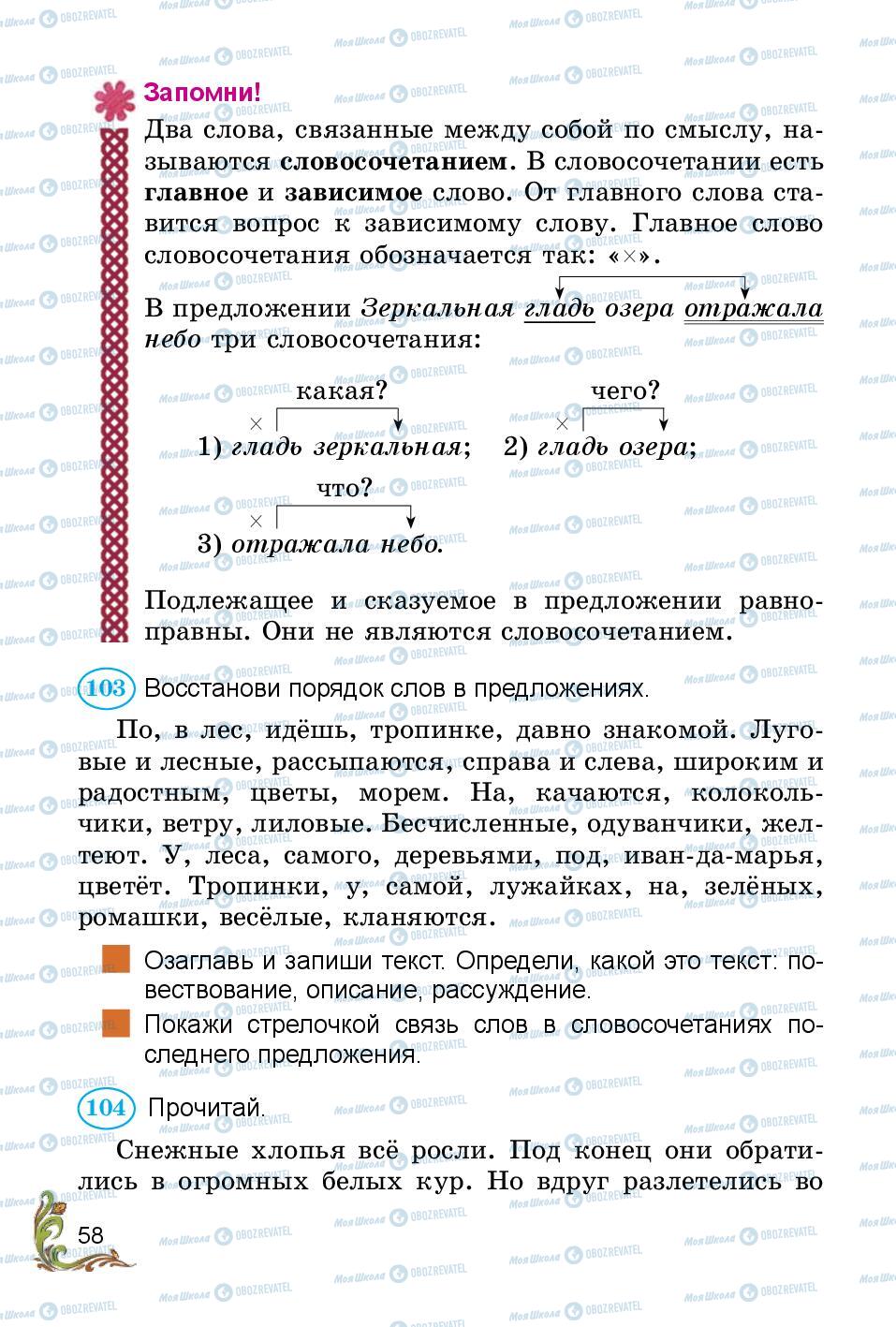 Учебники Русский язык 3 класс страница 58