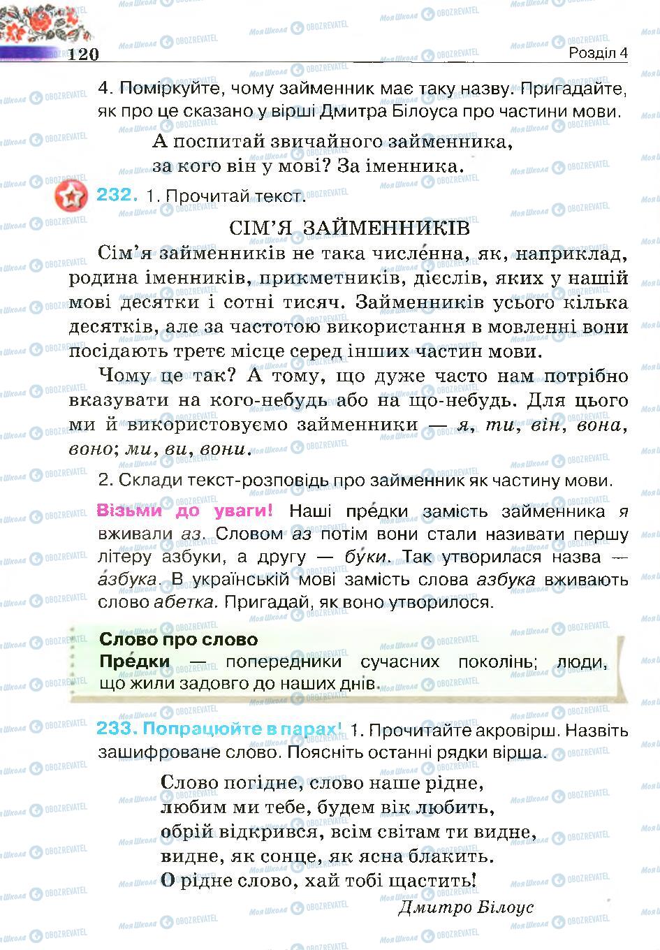 Підручники Українська мова 4 клас сторінка 120