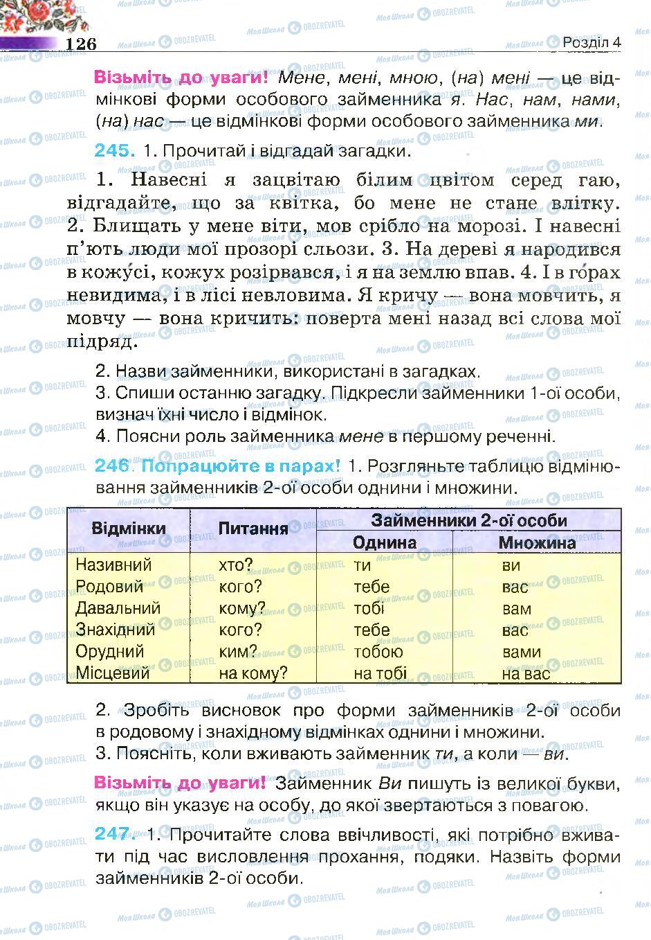 Підручники Українська мова 4 клас сторінка 126