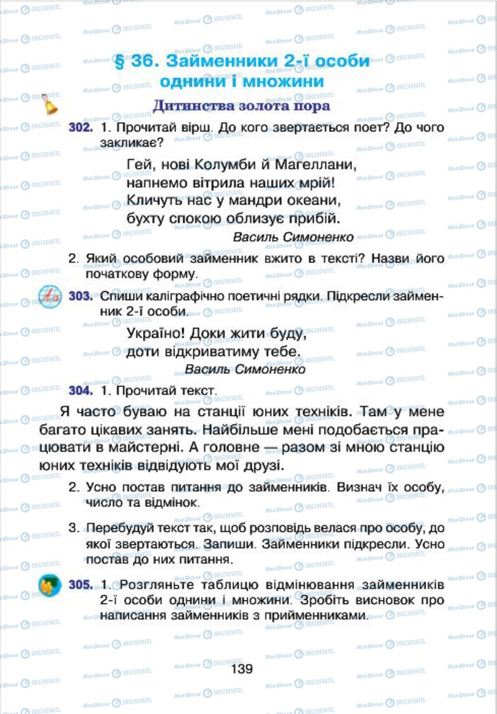 Підручники Українська мова 4 клас сторінка 139