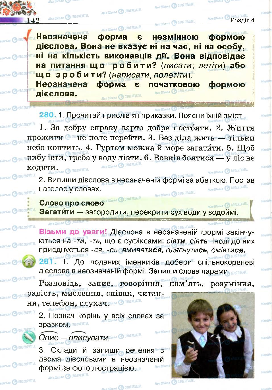 Підручники Українська мова 4 клас сторінка 142