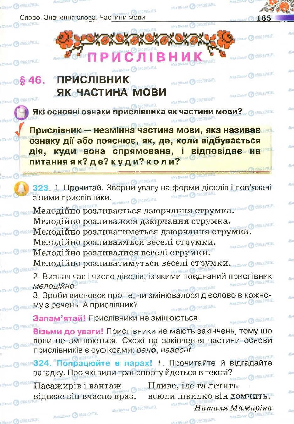 Підручники Українська мова 4 клас сторінка 165