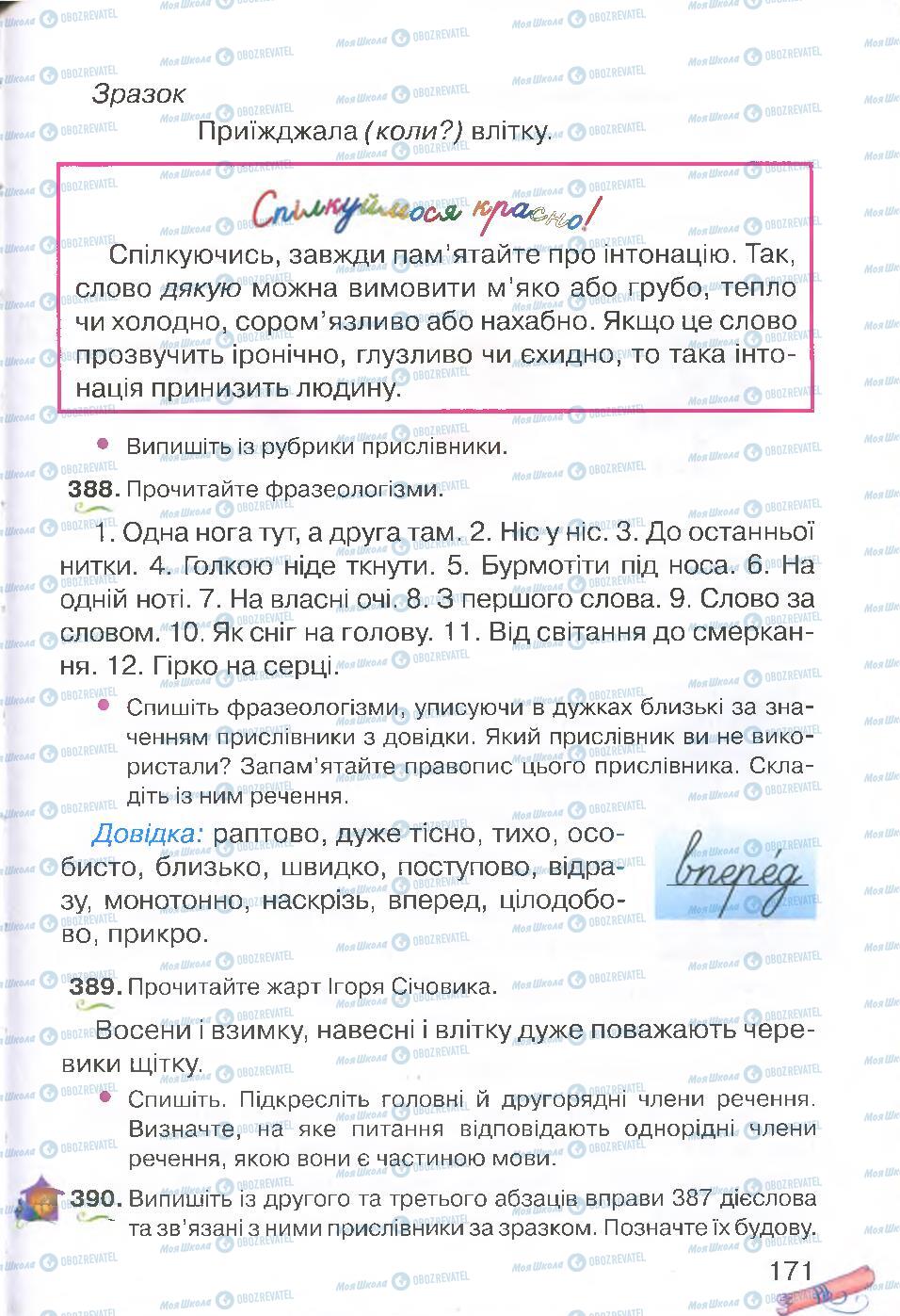 Підручники Українська мова 4 клас сторінка 171