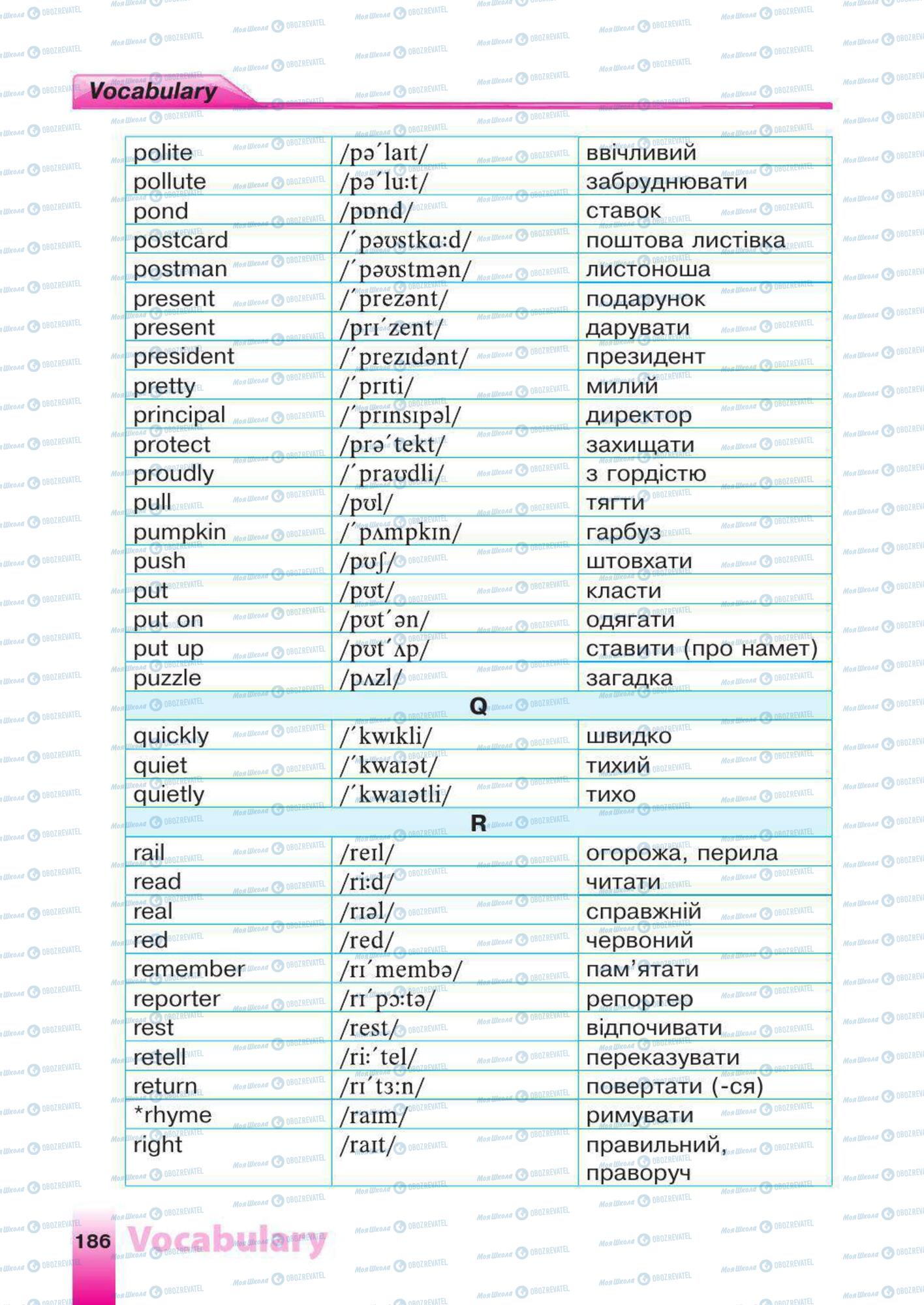 Підручники Англійська мова 4 клас сторінка 186
