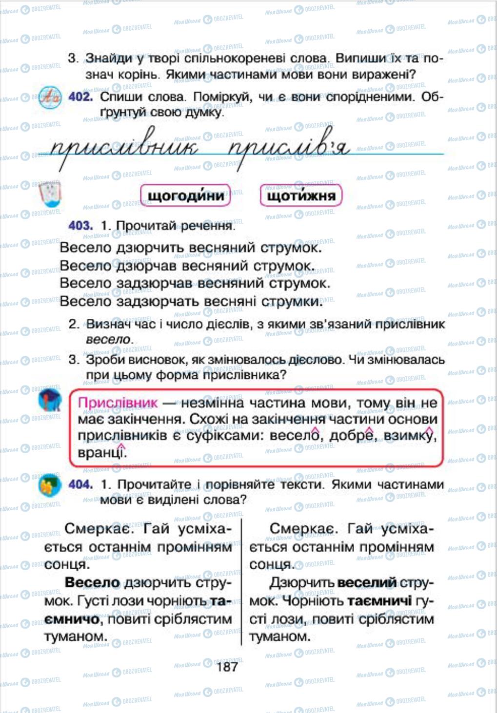 Підручники Українська мова 4 клас сторінка 187