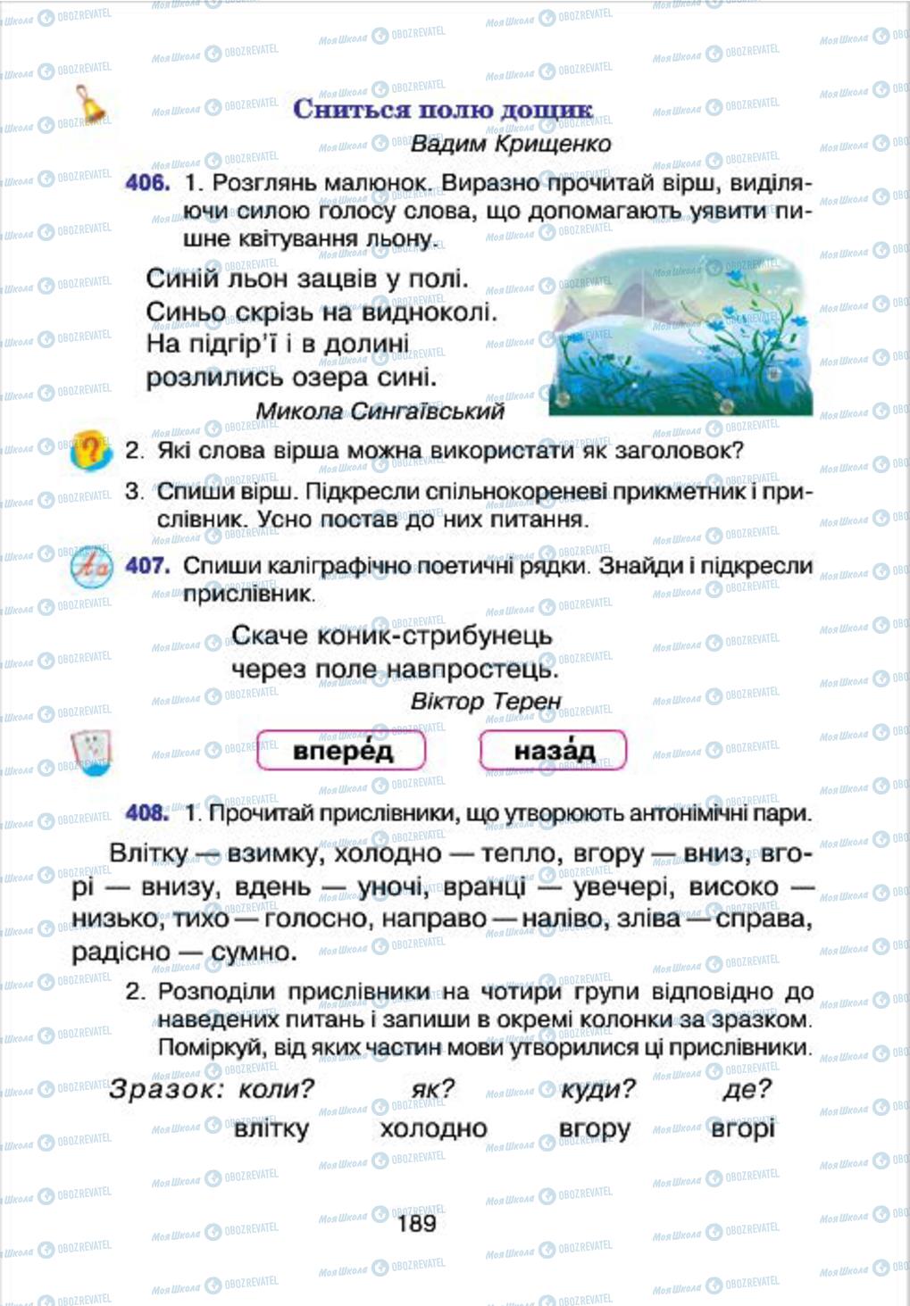 Підручники Українська мова 4 клас сторінка 189