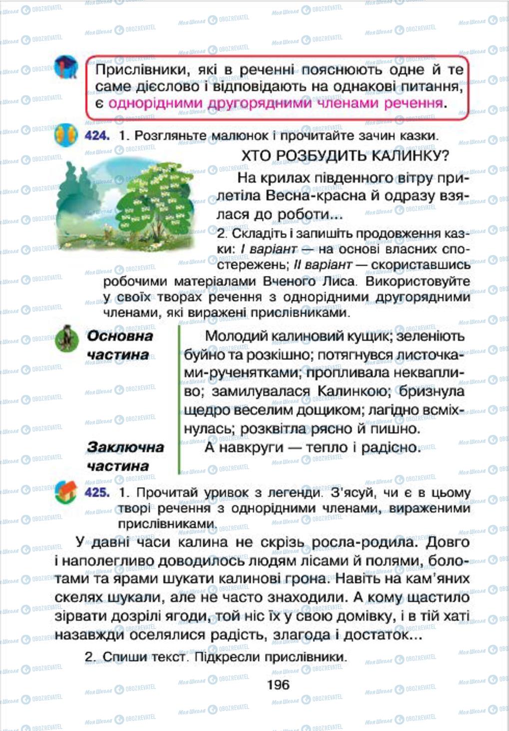 Учебники Укр мова 4 класс страница 196