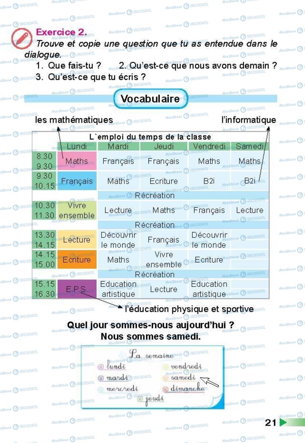 Підручники Французька мова 3 клас сторінка 21