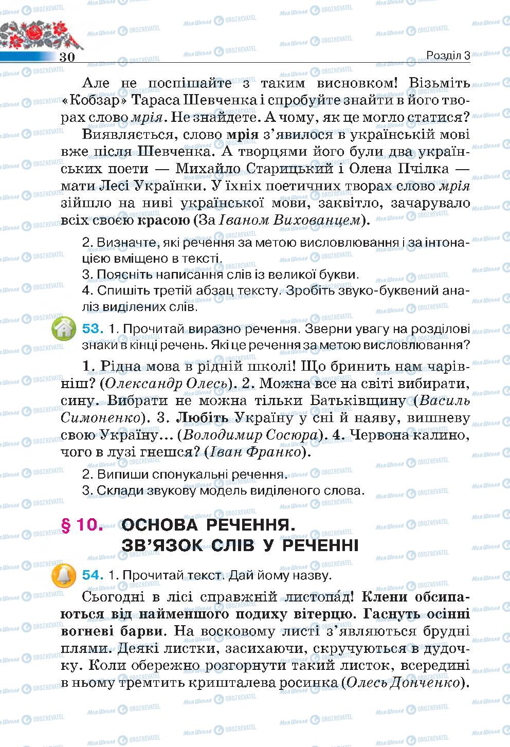 Підручники Українська мова 4 клас сторінка 30