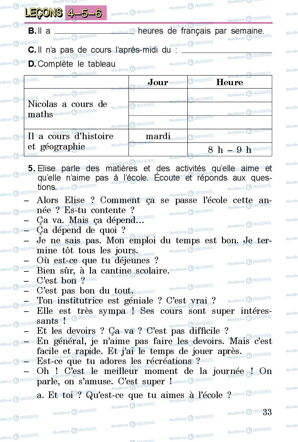 Підручники Французька мова 3 клас сторінка 33
