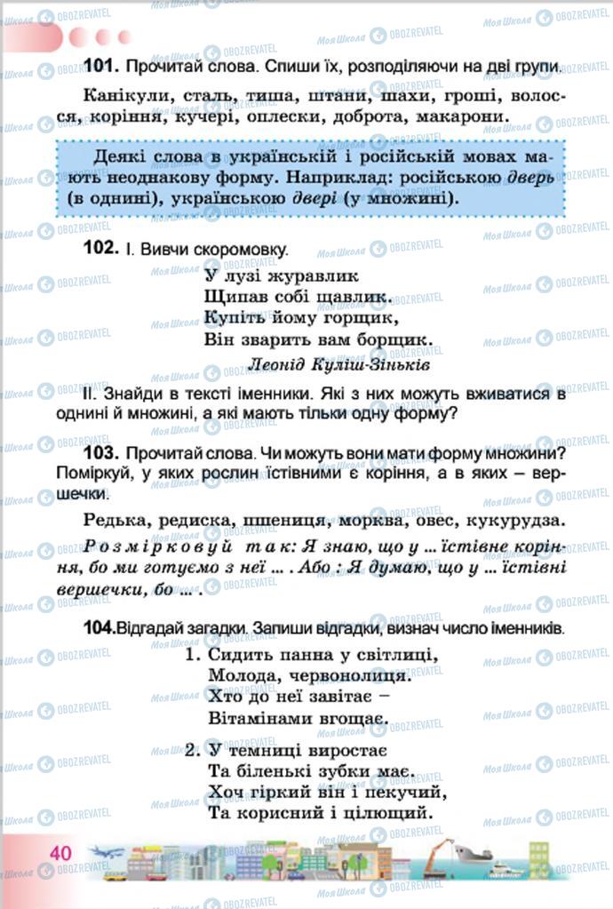 Підручники Українська мова 4 клас сторінка 40