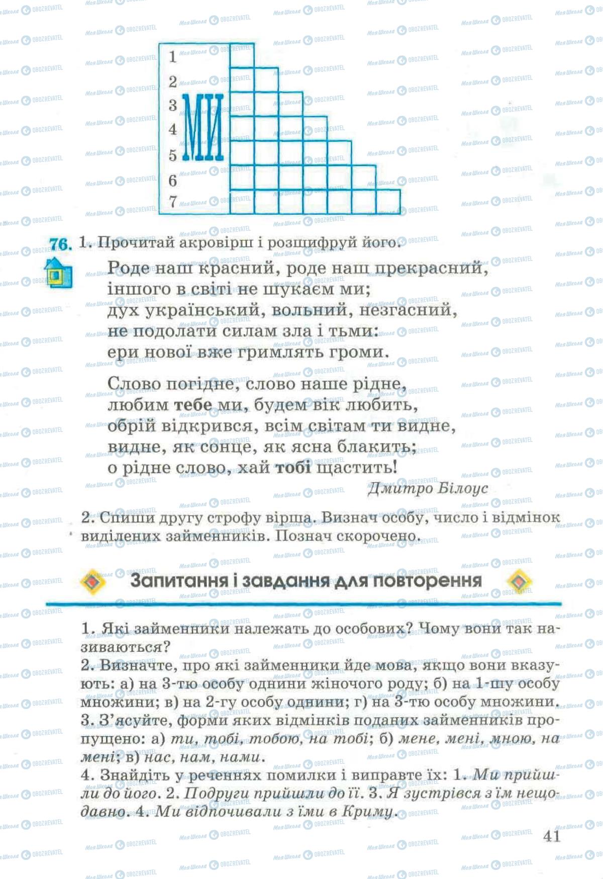 Підручники Українська мова 4 клас сторінка 41