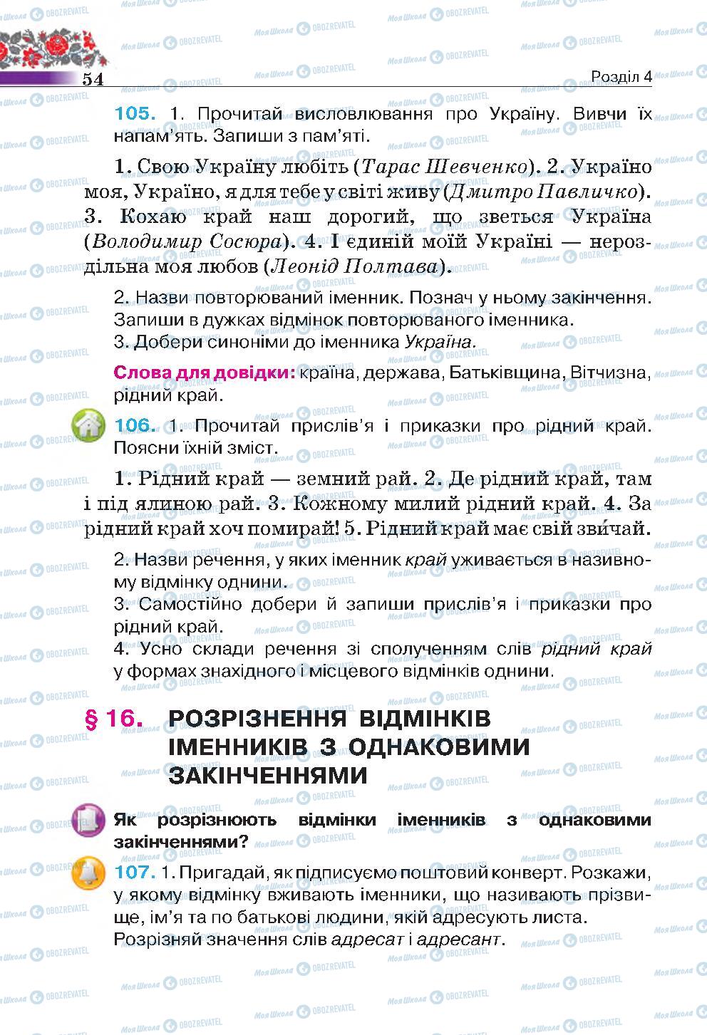 Підручники Українська мова 4 клас сторінка 54