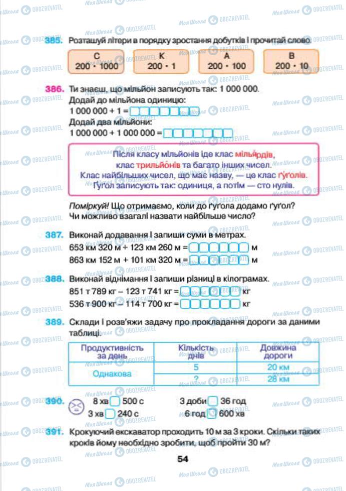 Підручники Математика 4 клас сторінка 54