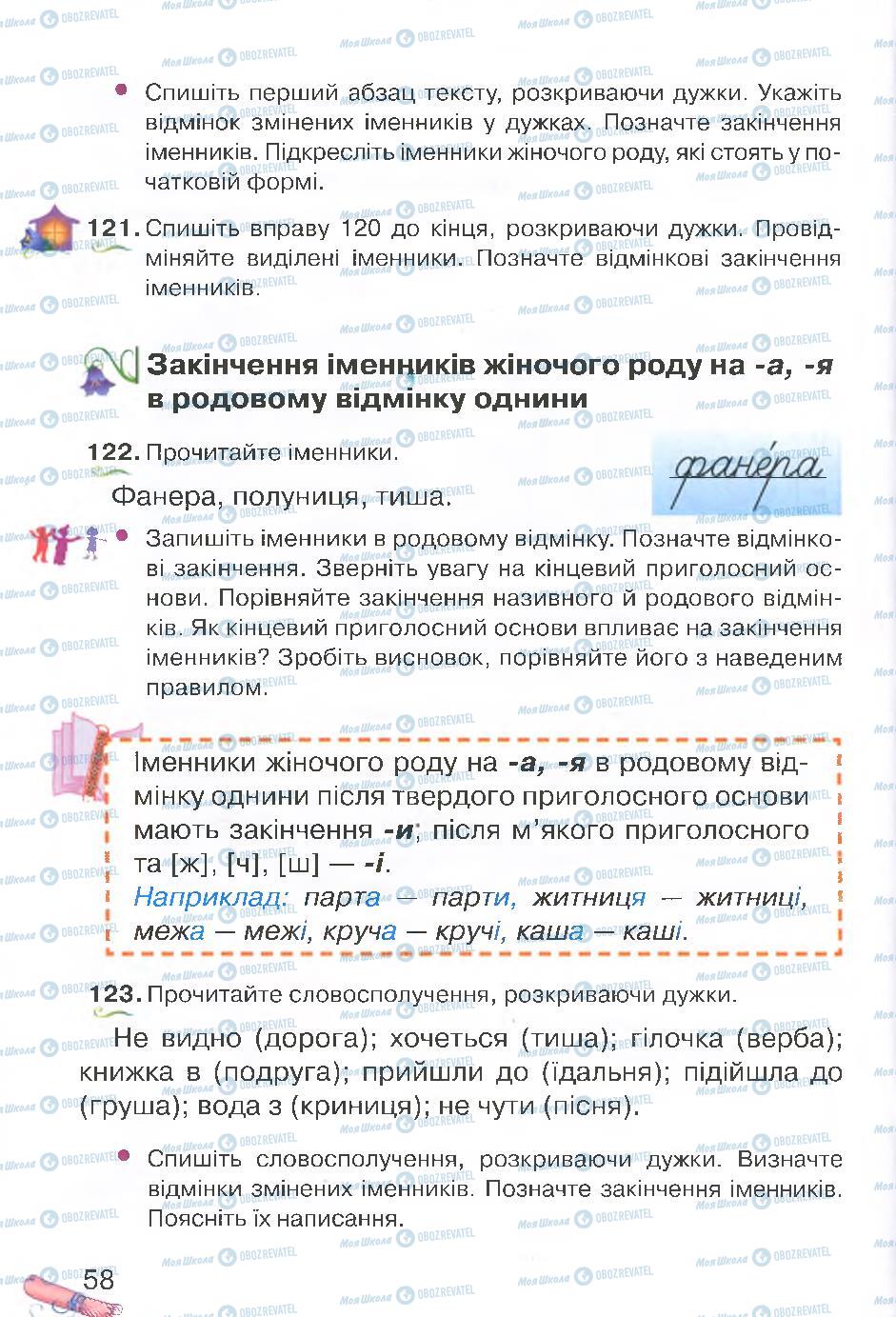 Підручники Українська мова 4 клас сторінка 58