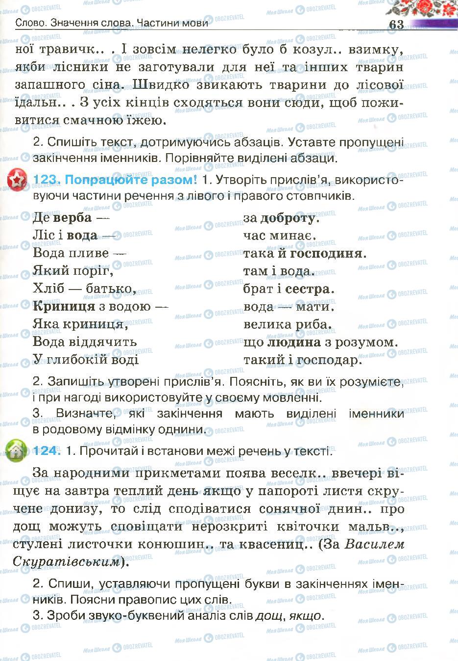 Підручники Українська мова 4 клас сторінка 63