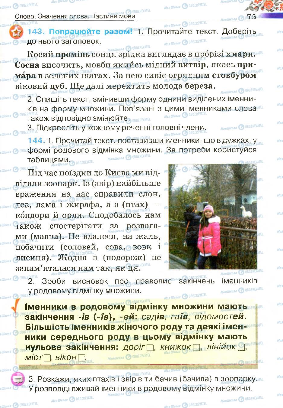 Підручники Українська мова 4 клас сторінка 75