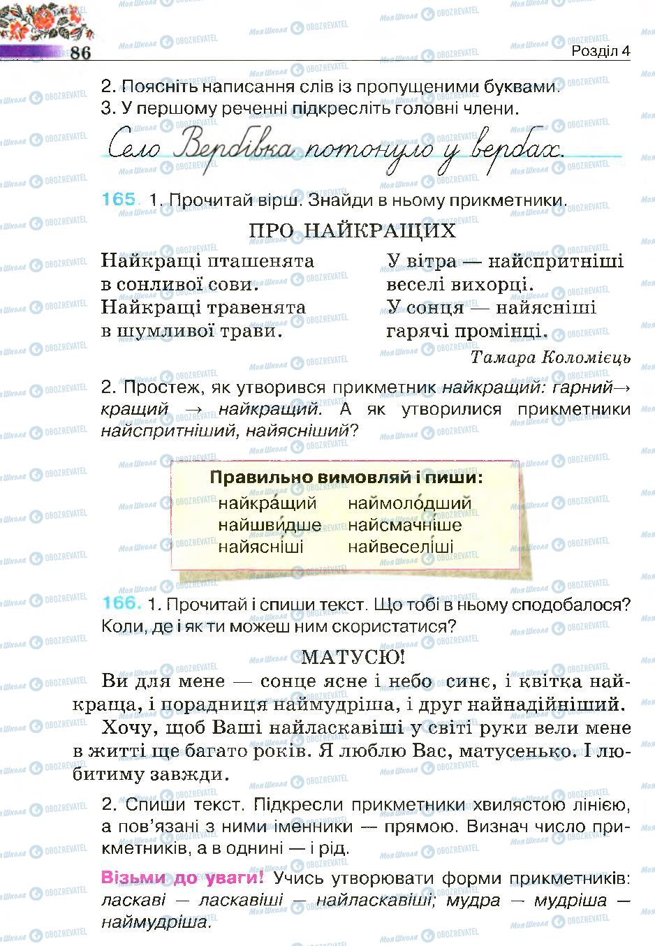 Підручники Українська мова 4 клас сторінка 86