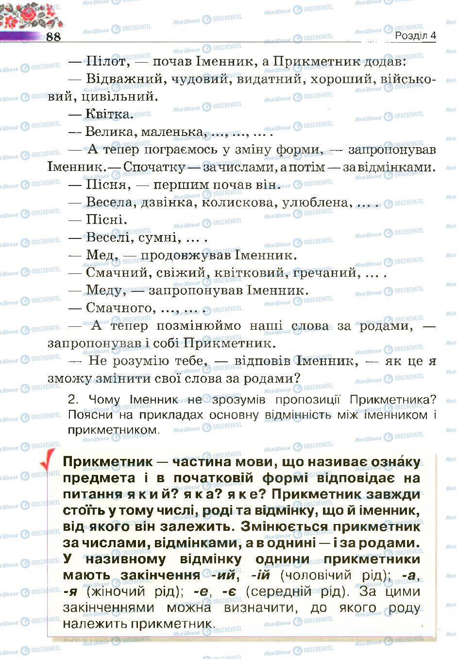 Підручники Українська мова 4 клас сторінка 88