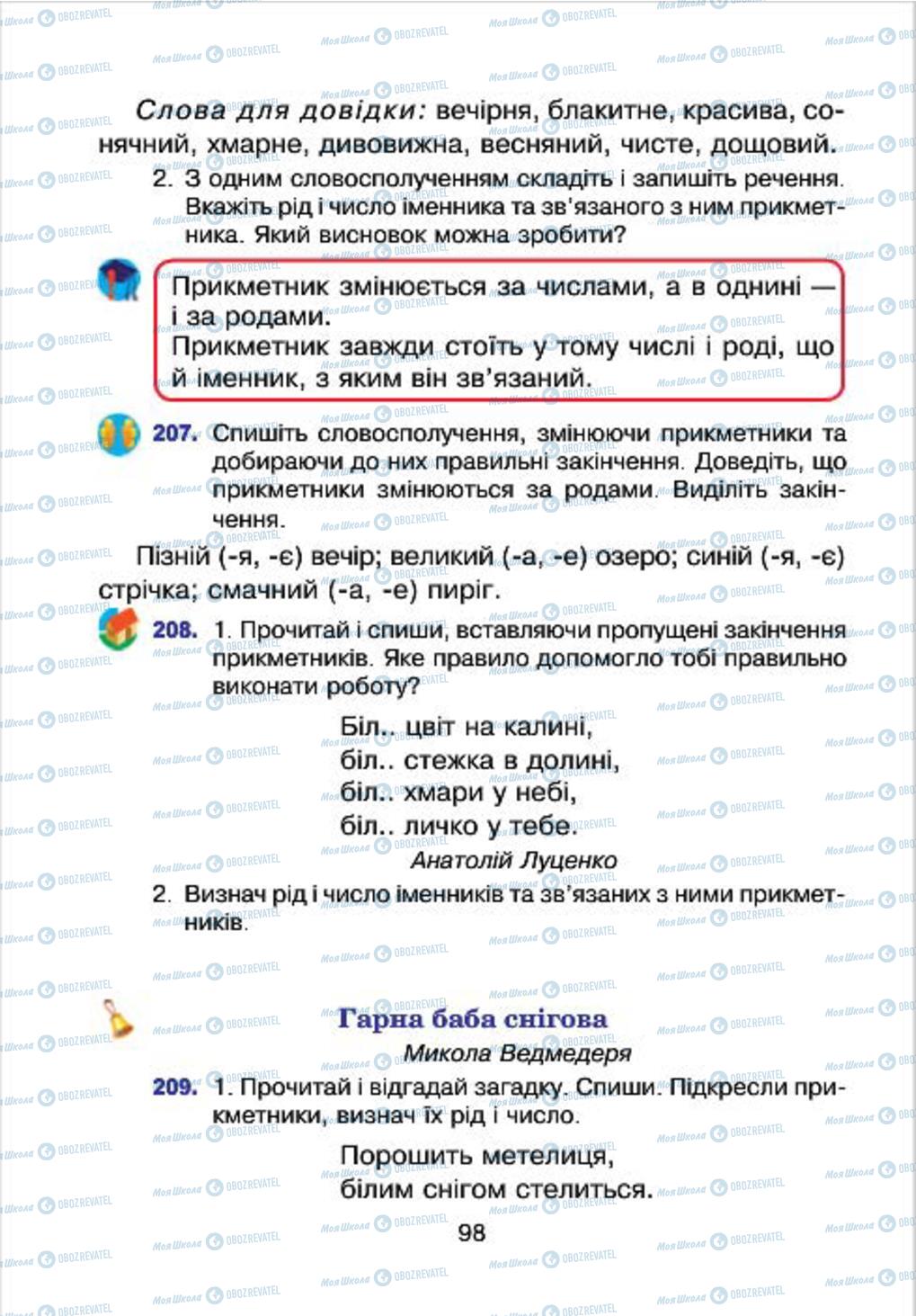 Підручники Українська мова 4 клас сторінка 98