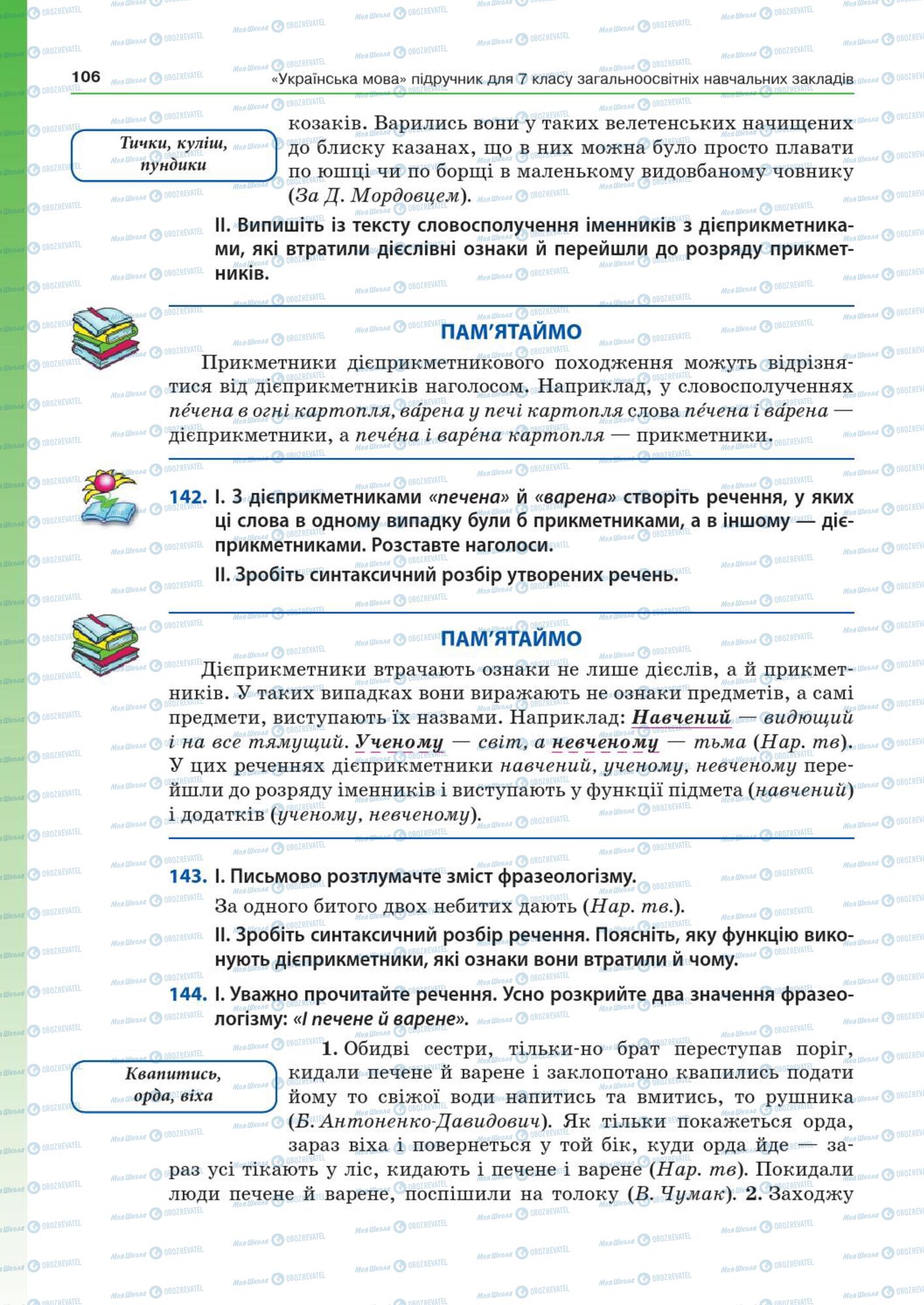 Учебники Укр мова 7 класс страница  106