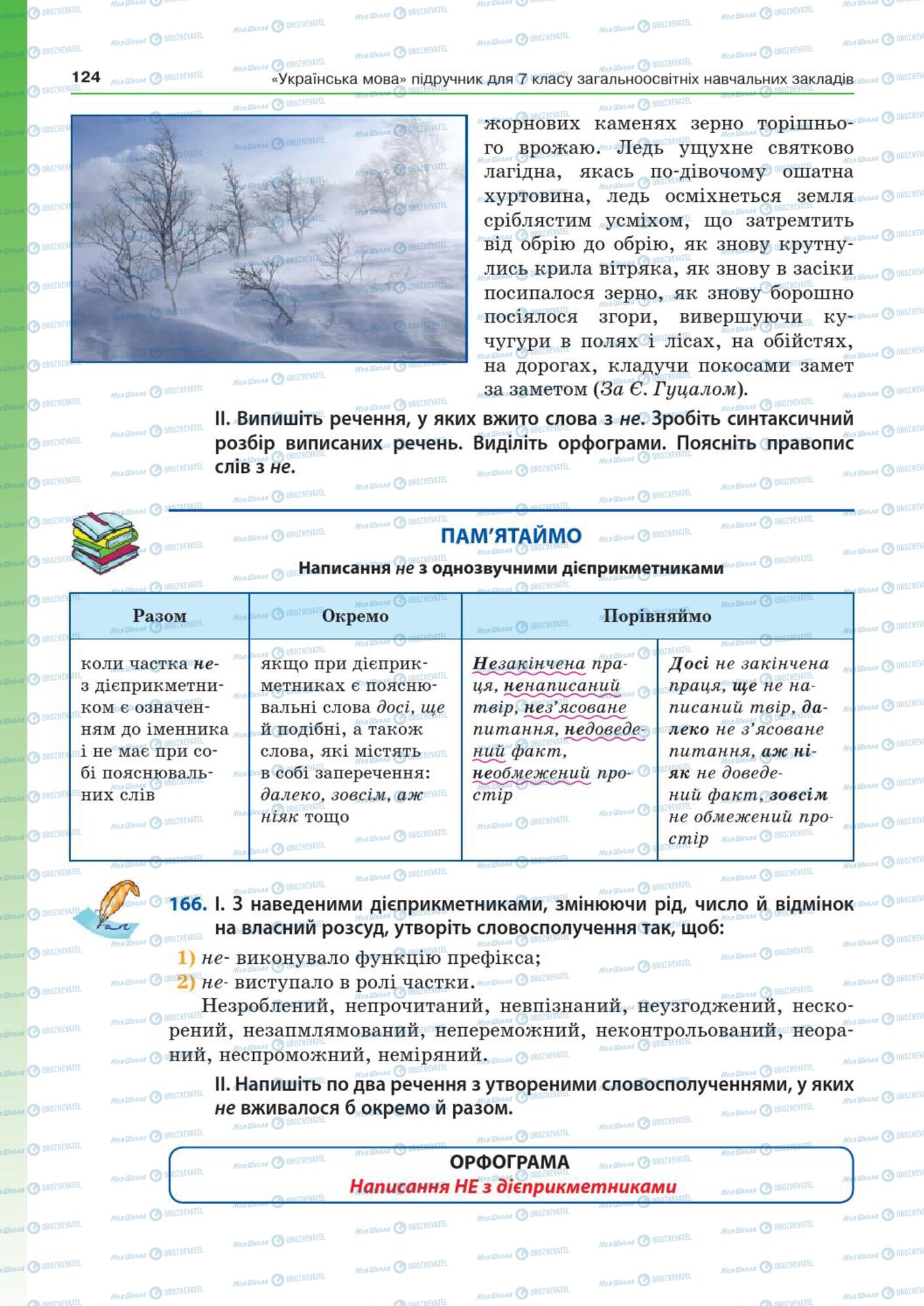 Підручники Українська мова 7 клас сторінка  124