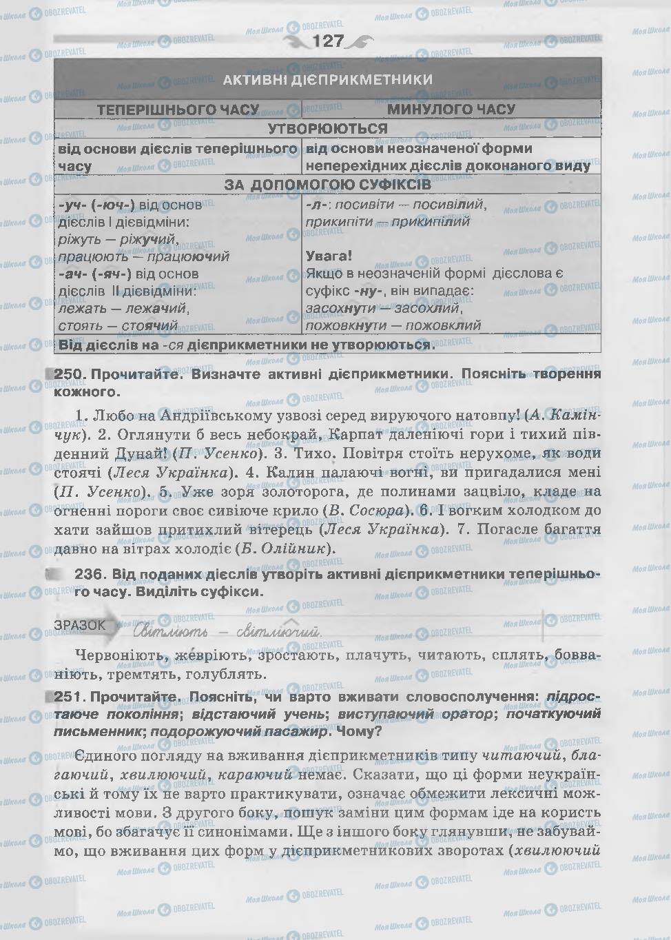 Підручники Українська мова 7 клас сторінка 127