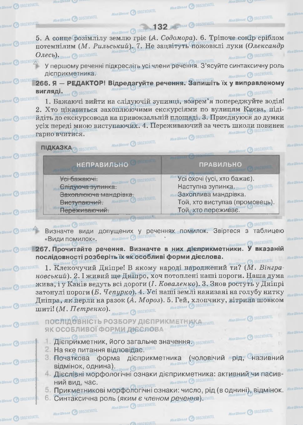 Підручники Українська мова 7 клас сторінка 132