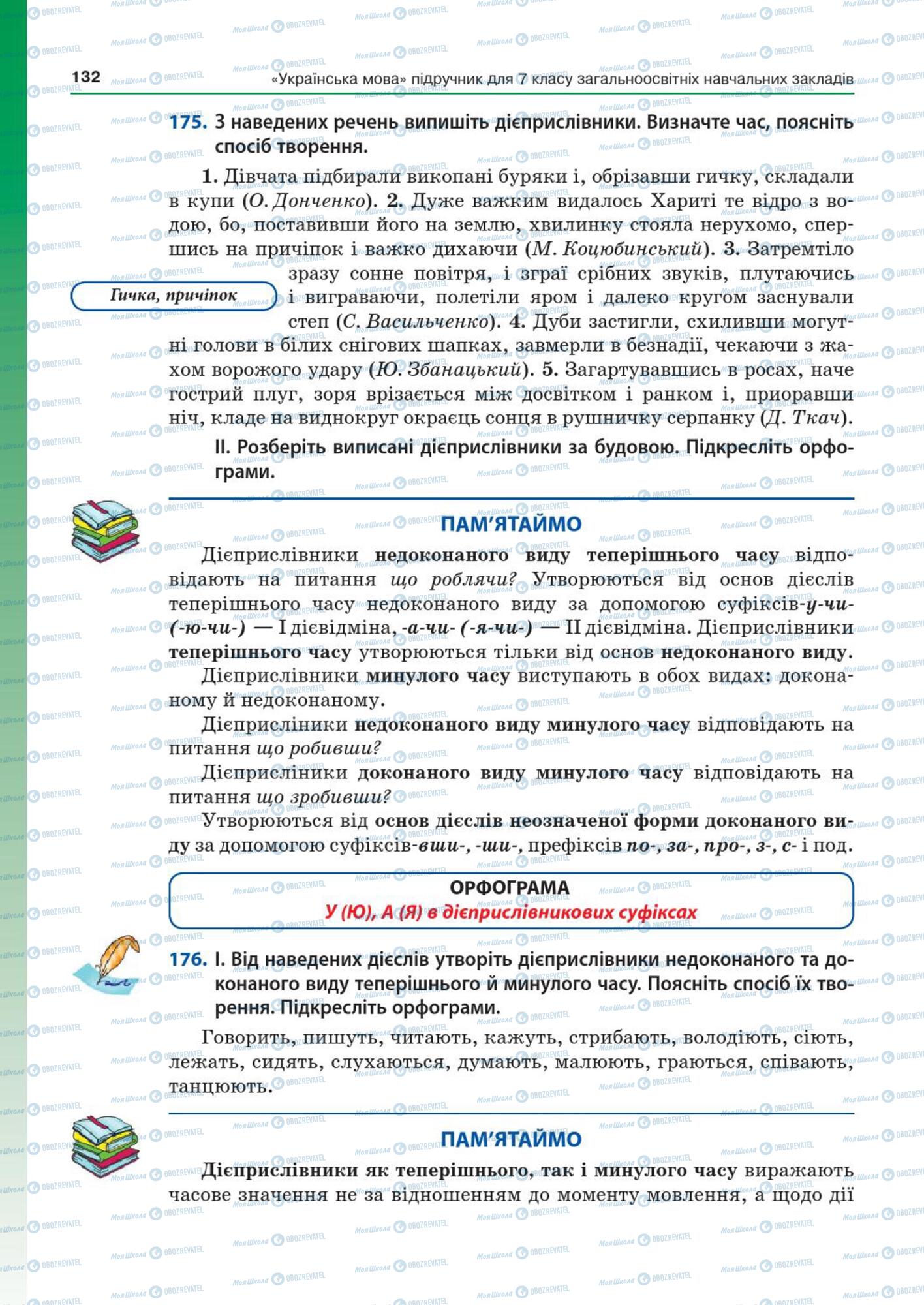 Підручники Українська мова 7 клас сторінка  132
