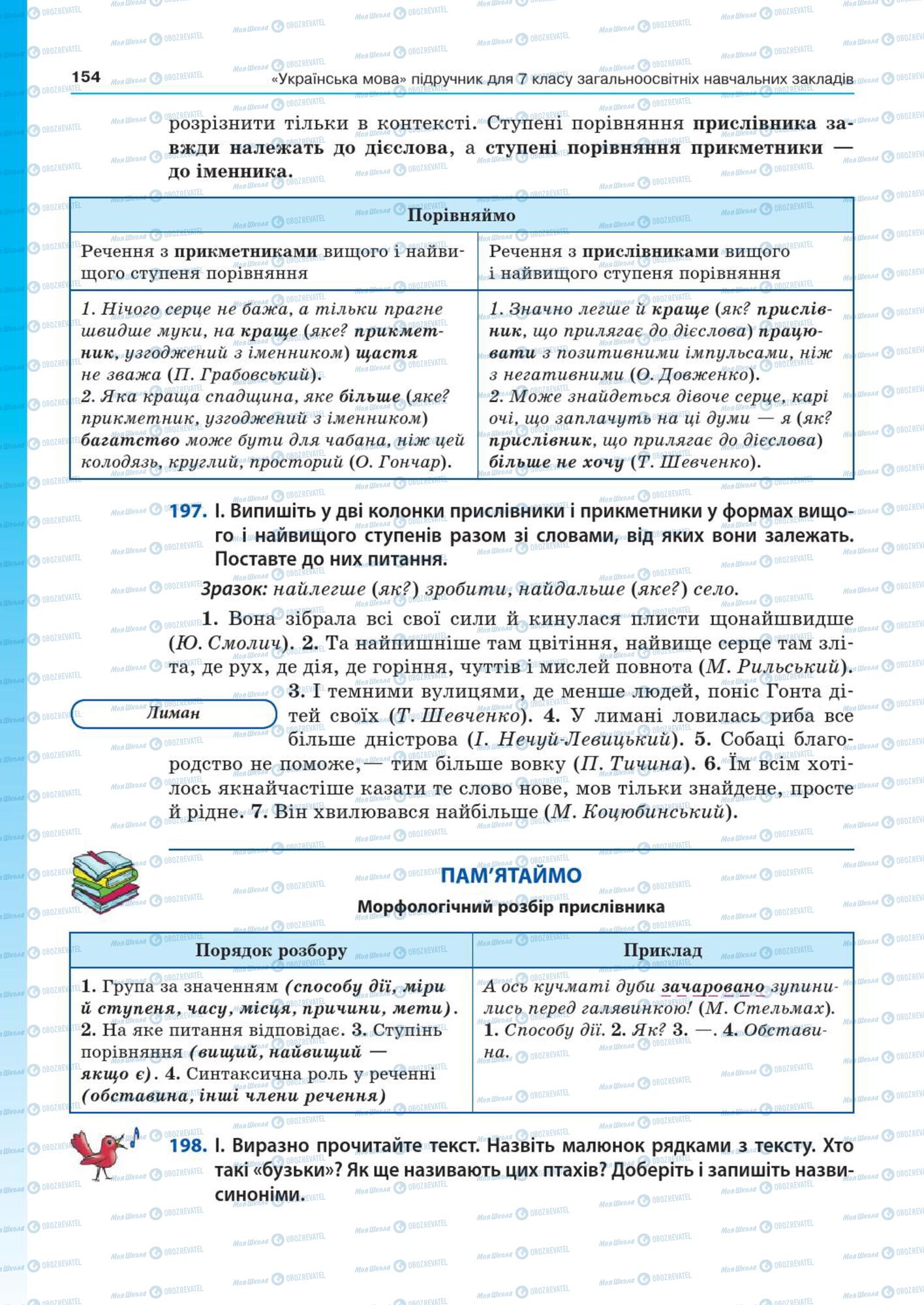 Підручники Українська мова 7 клас сторінка  154