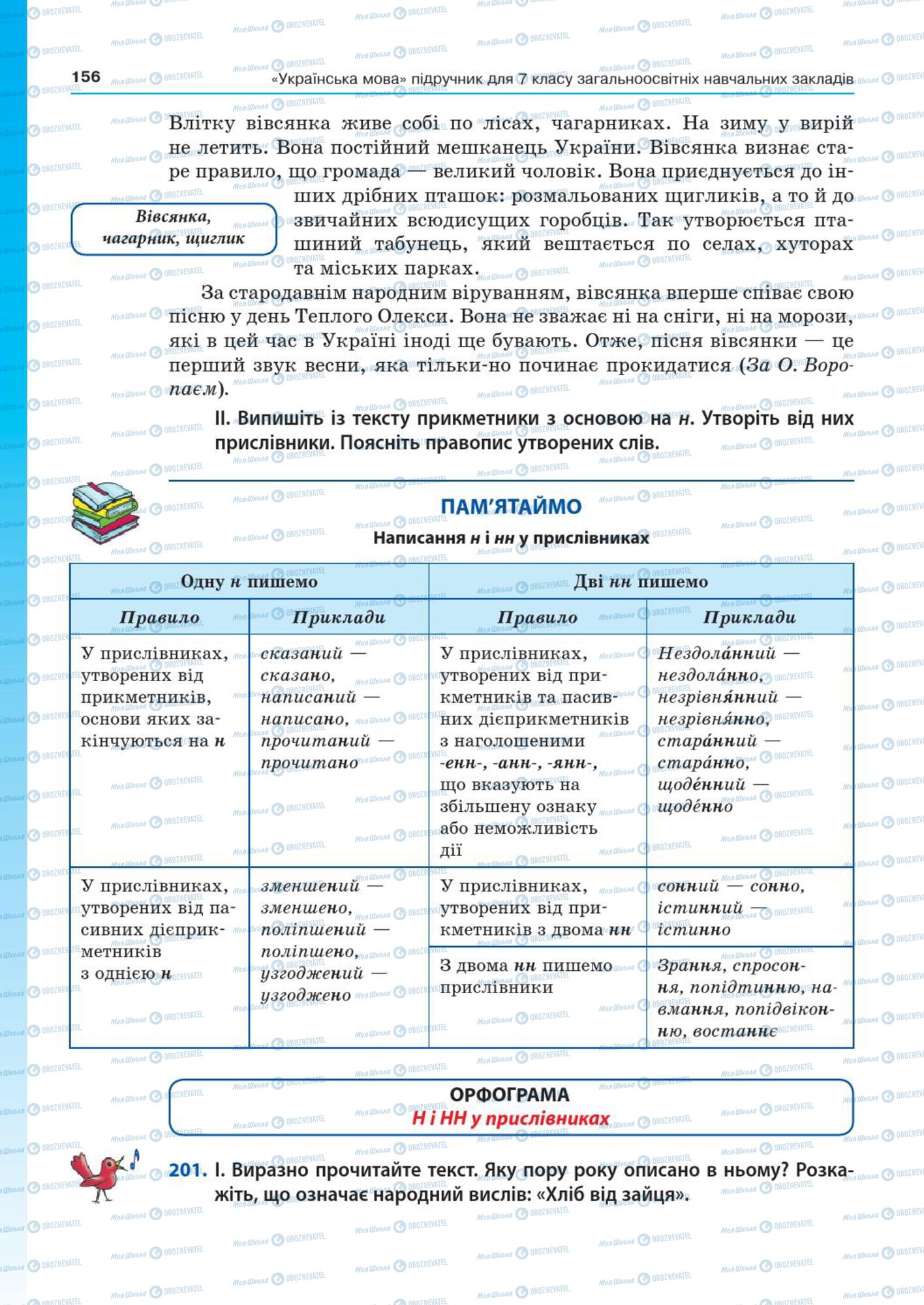 Підручники Українська мова 7 клас сторінка  156