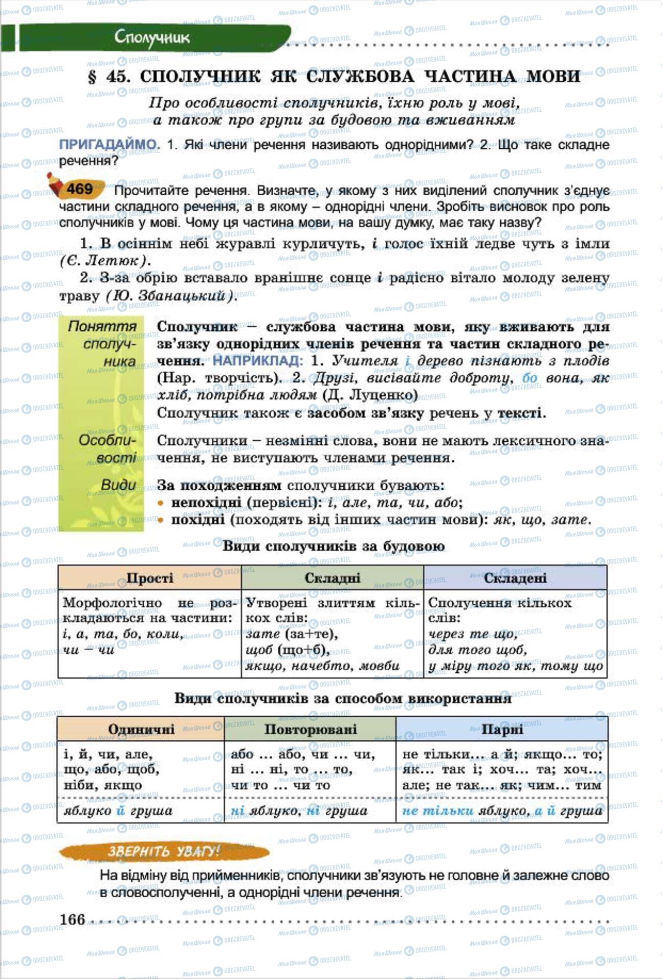 Підручники Українська мова 7 клас сторінка 166