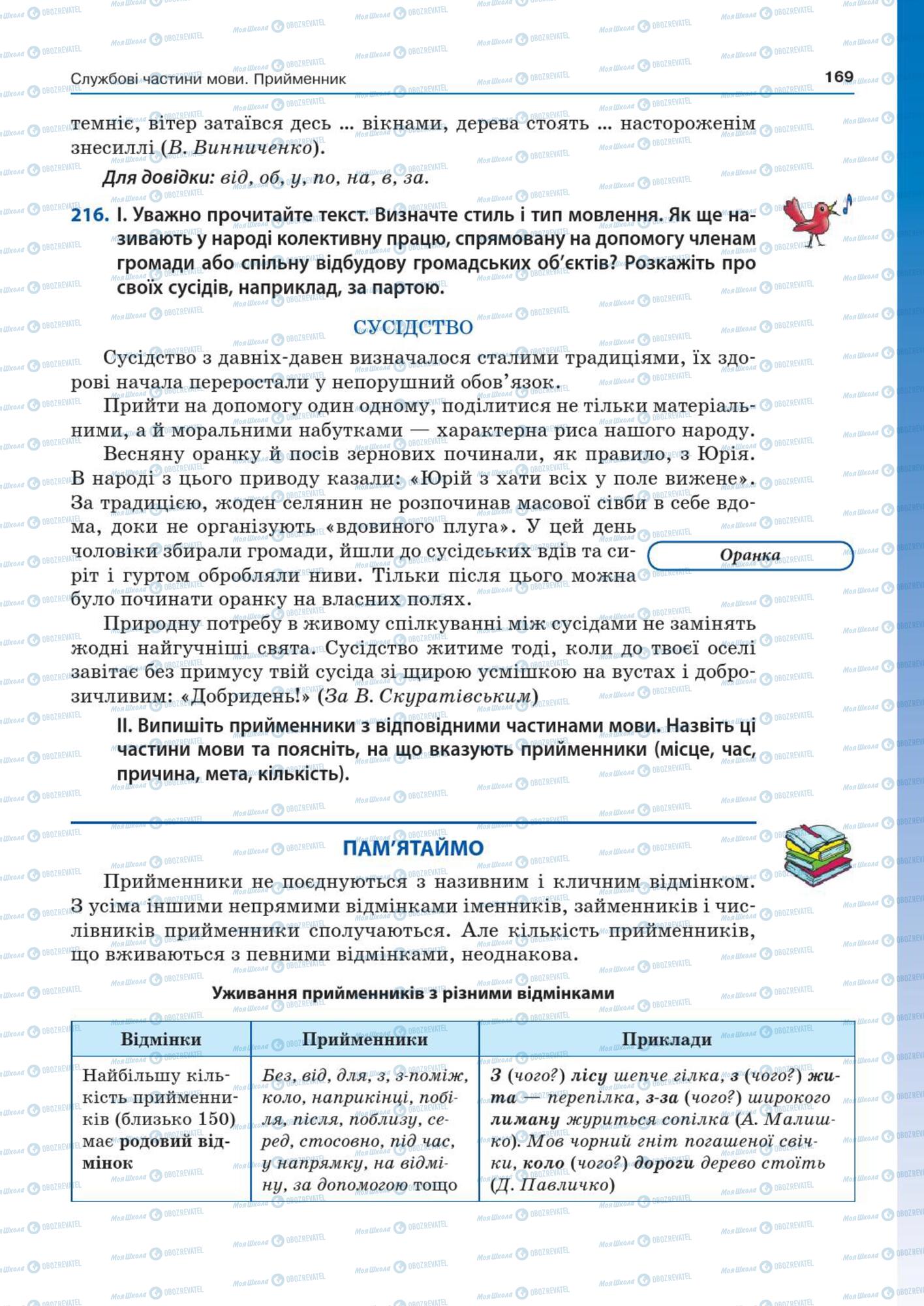 Підручники Українська мова 7 клас сторінка  169