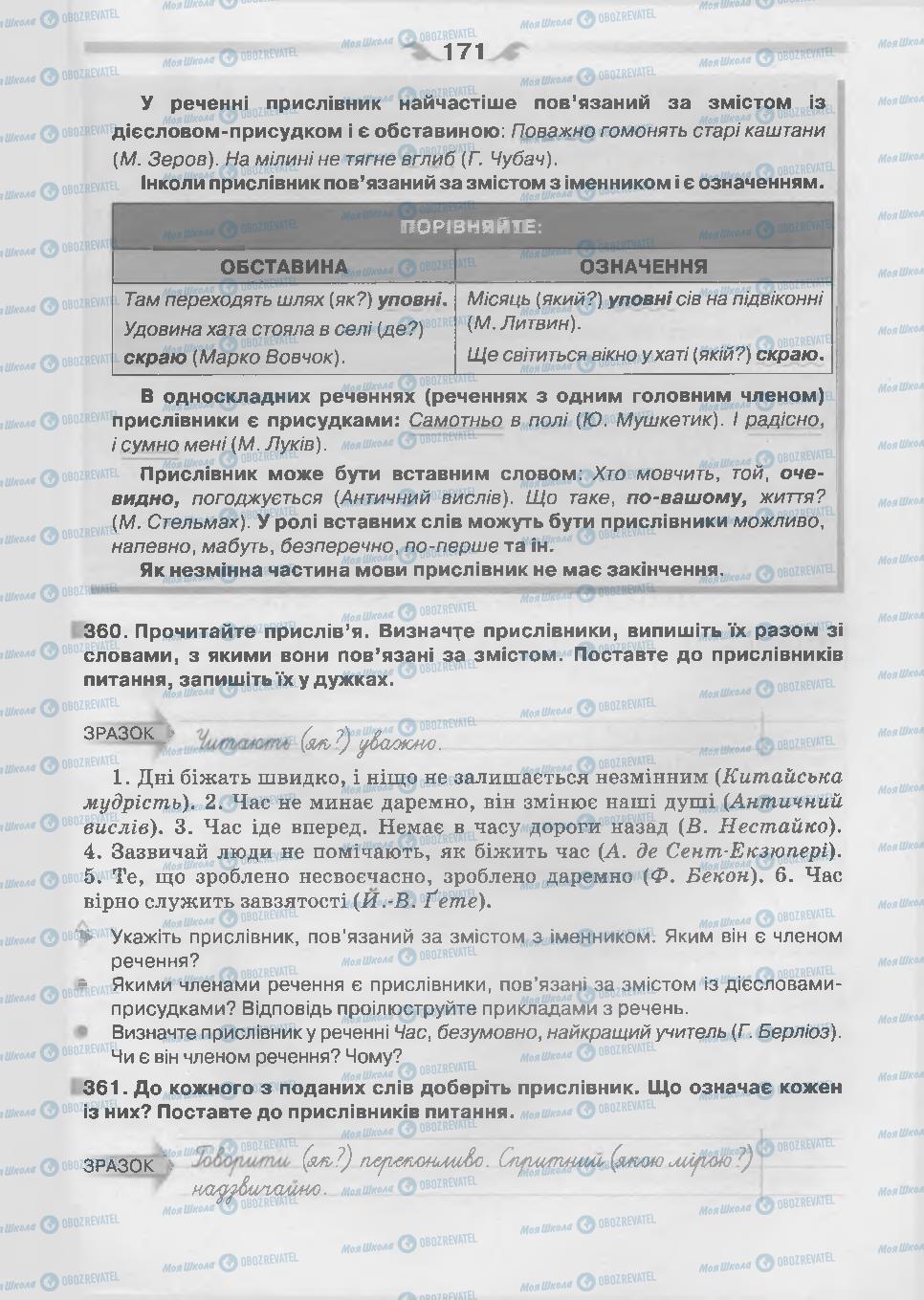 Учебники Укр мова 7 класс страница 171
