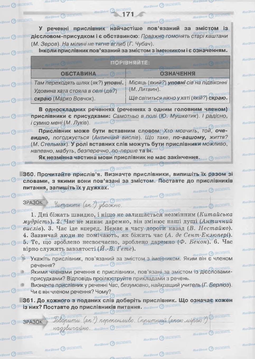 Підручники Українська мова 7 клас сторінка 171