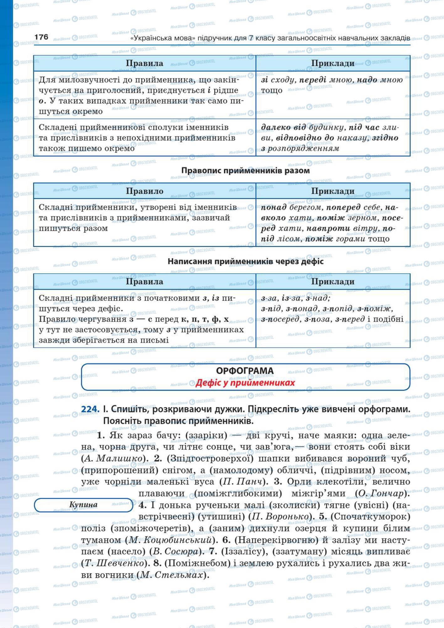 Підручники Українська мова 7 клас сторінка  176
