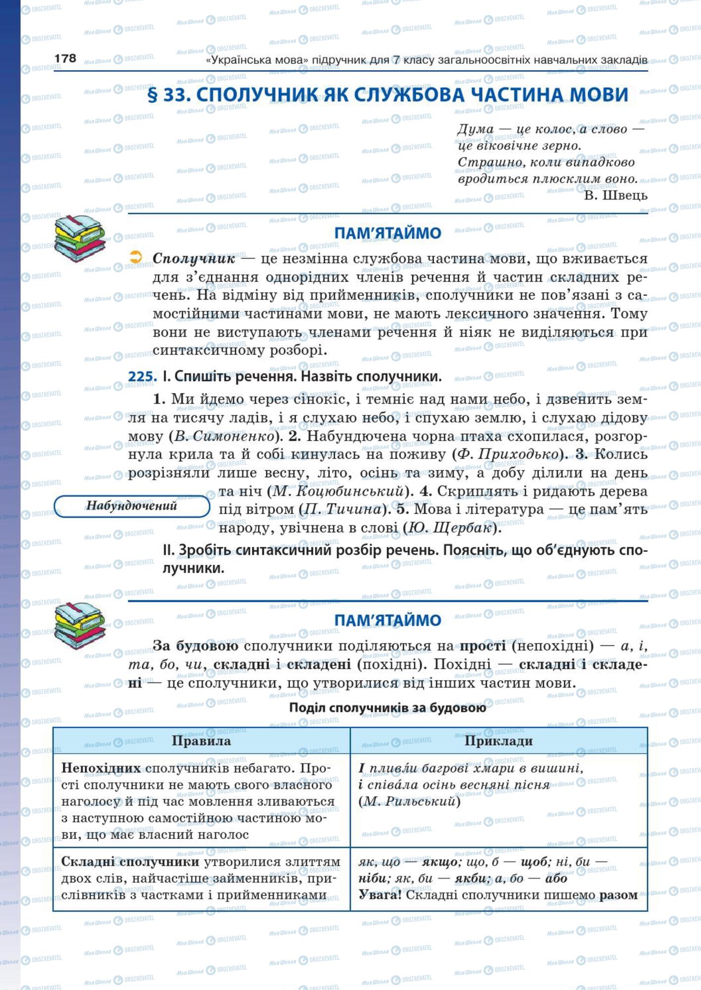 Підручники Українська мова 7 клас сторінка  178