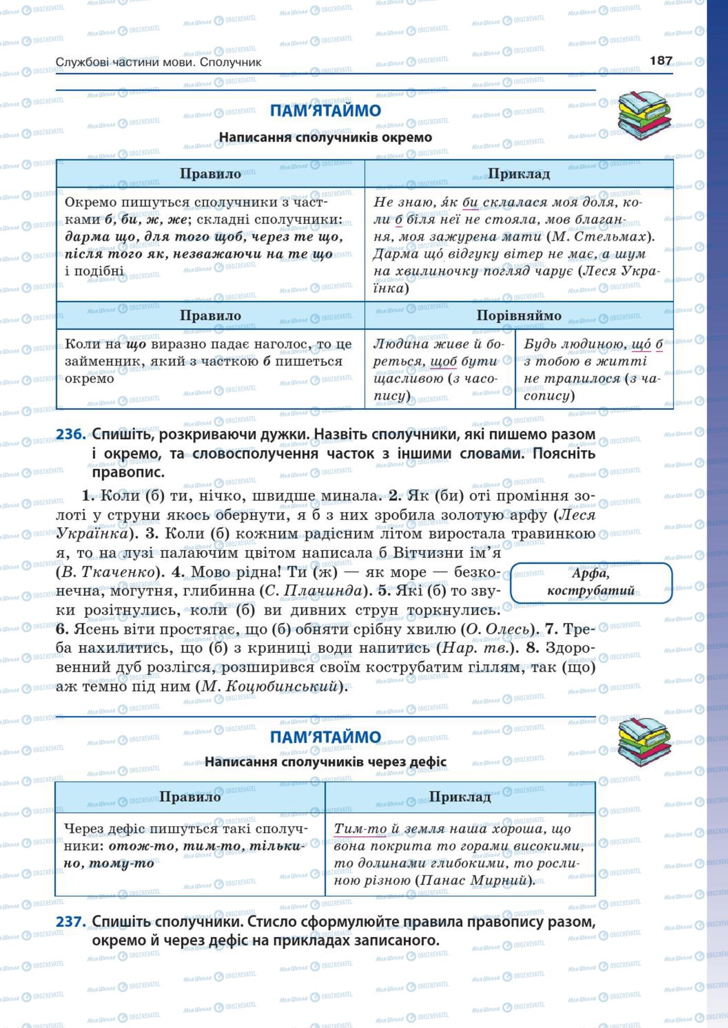 Підручники Українська мова 7 клас сторінка  187