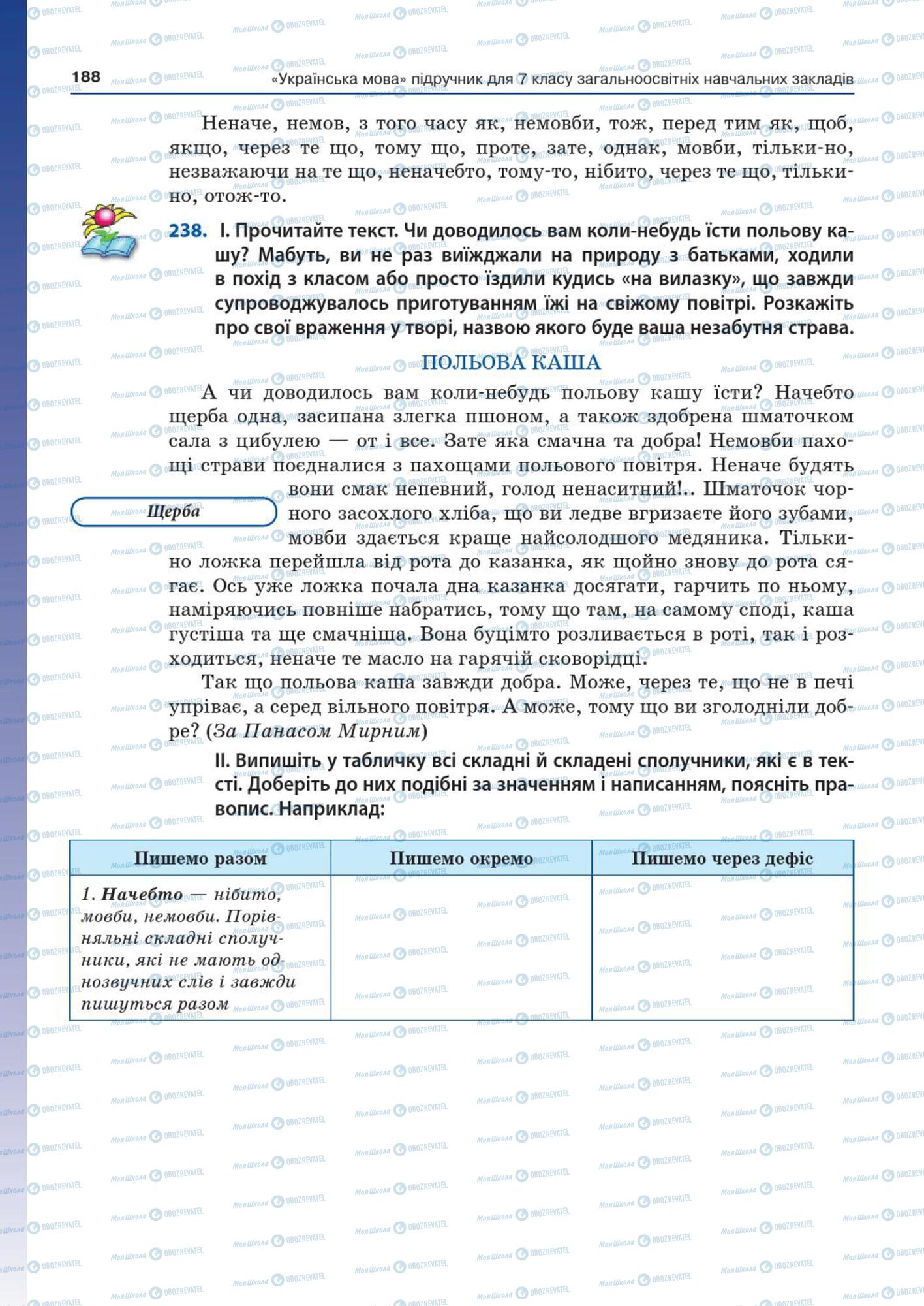 Підручники Українська мова 7 клас сторінка  188