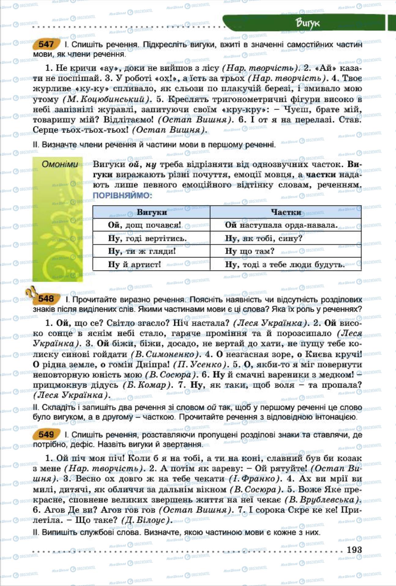 Підручники Українська мова 7 клас сторінка 193