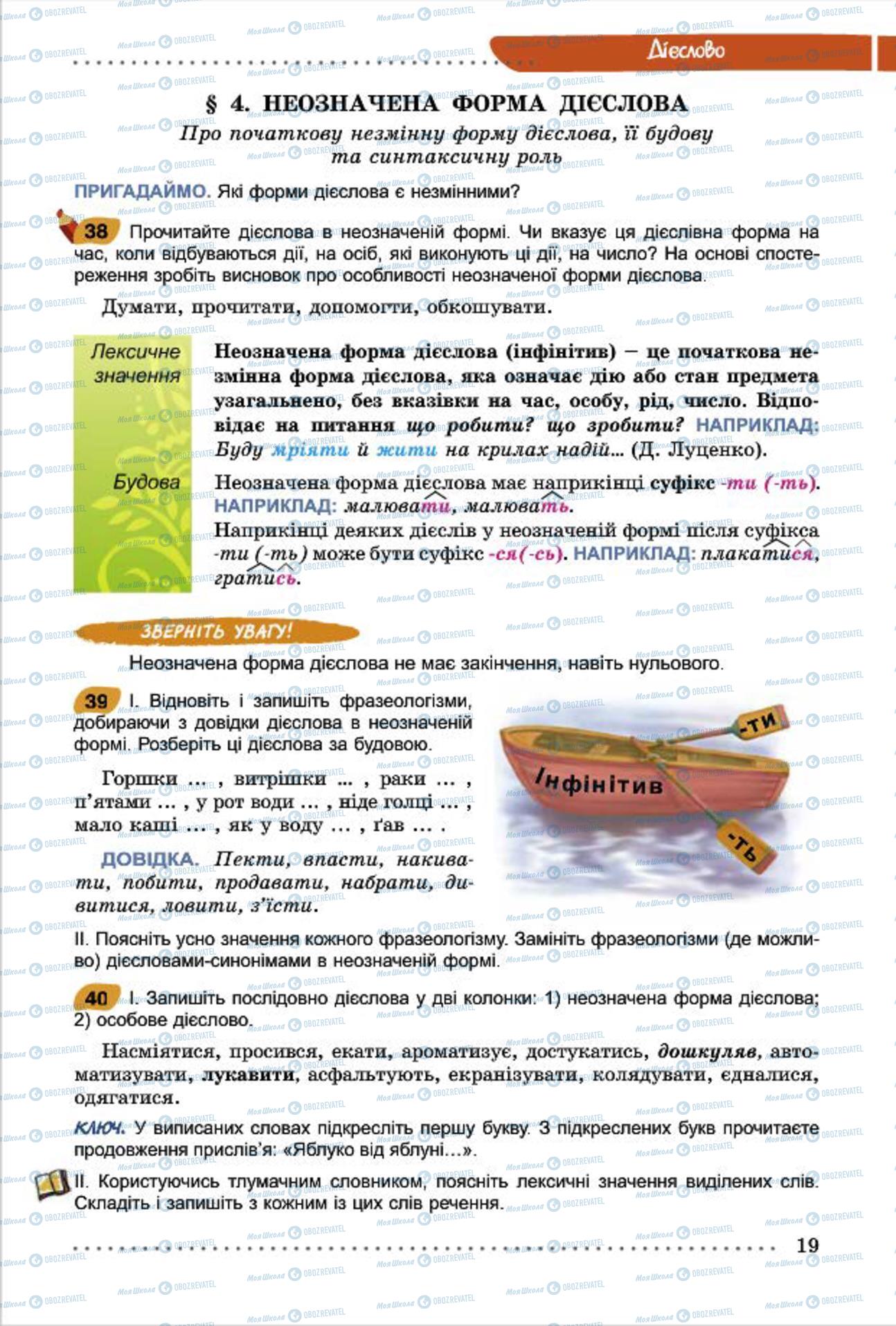 Підручники Українська мова 7 клас сторінка 19
