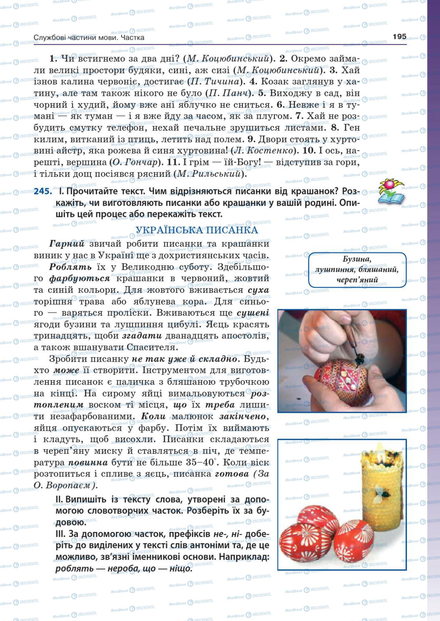 Підручники Українська мова 7 клас сторінка  195