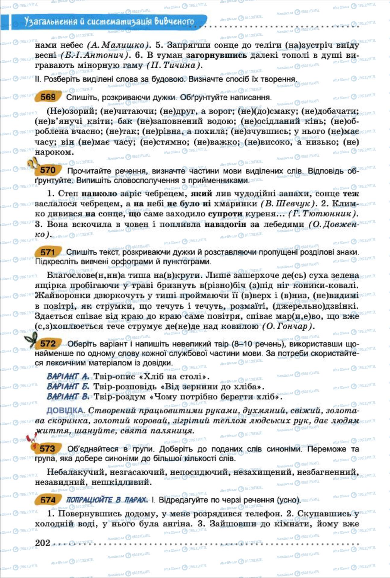 Підручники Українська мова 7 клас сторінка 202