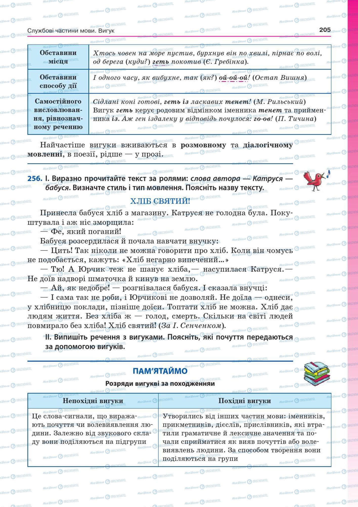 Підручники Українська мова 7 клас сторінка  205