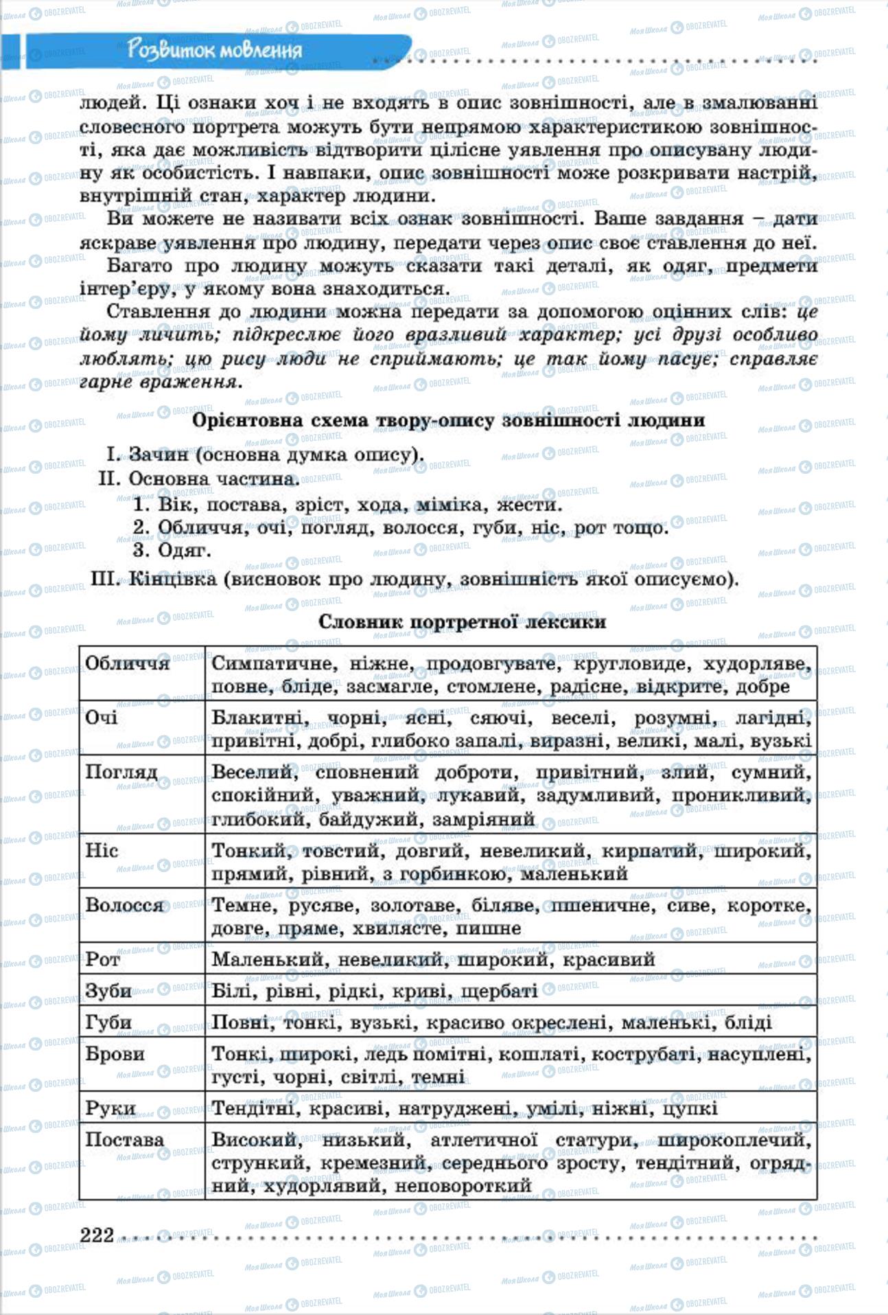 Підручники Українська мова 7 клас сторінка  222
