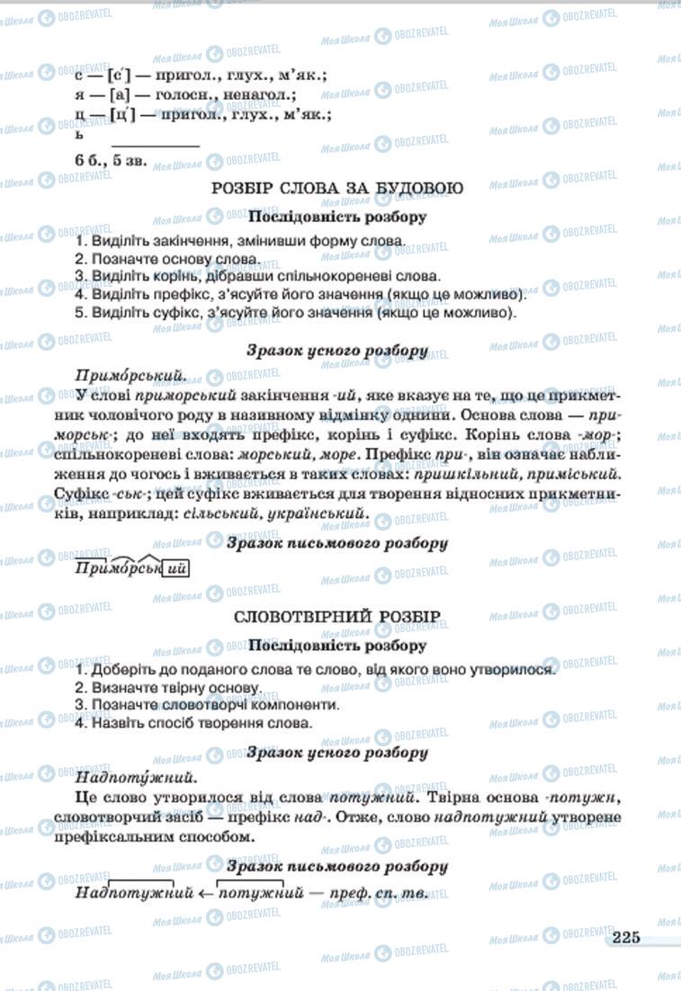 Підручники Українська мова 7 клас сторінка 225