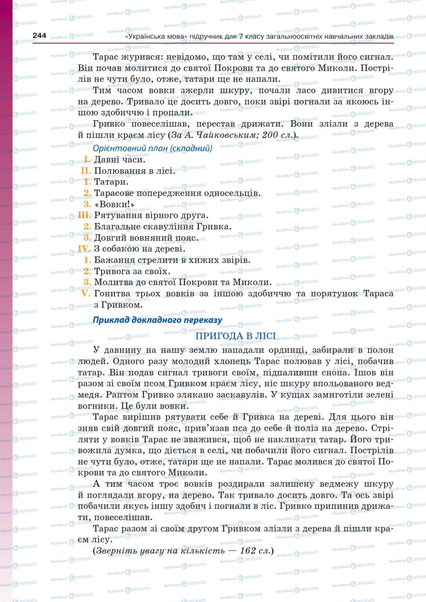 Підручники Українська мова 7 клас сторінка  244