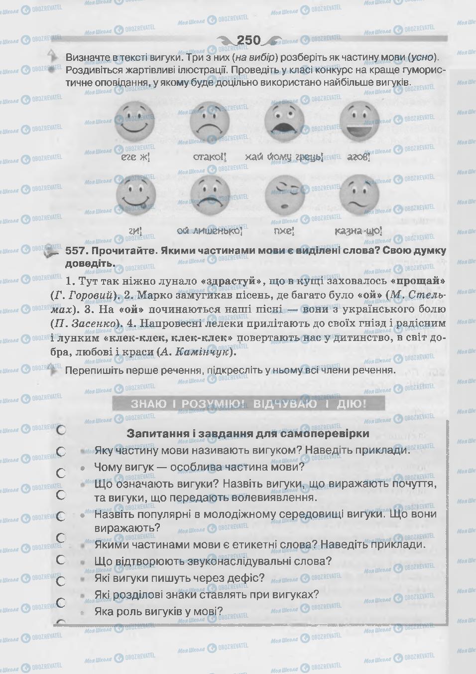 Підручники Українська мова 7 клас сторінка 250